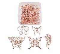 Cheriswelry 10pcs 5 Styles Open Back Bezel Butterfly Pendants Charms Resin Molds Trays Rose Gold for Jewellery Necklace Making