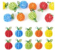 Cheriswelry 10Pcs Fruit Pendants Colorful Fruit Charms Glass Seed Beaded Dangle Charms 21.5x15mm for Jewelry Making DIY Necklace Bracelet Earring Keychain Supplies