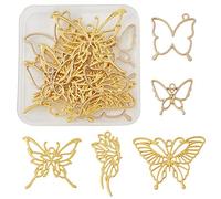 Cheriswelry 10pcs Golden Butterfly Open Back Bezel Pendants Charms 5 Styles Flying Animal Resin Molds Trays for Jewellery Crafts Making