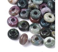 Cheriswelry 10pcs Natural Indian Agate European Gemstone Beads 10mm Rondelle Beads Dangle Charms for Jewellery Bracelets Necklaces Making Hole:4mm