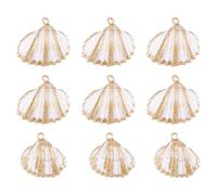 Cheriswelry 10Pcs Natural Shell Charms Electroplated Seashell Pendants Sea Shell Scallop Dangle Charms for Necklace Earrings DIY Jewelry Making Craft Projects