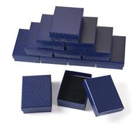 Cheriswelry 12 Packs Small Jewellery Gift Boxes Rhombus Textured Gift Boxes for Presents Necklace Ring Earrings Bracelet Packaging, Midnight Blue