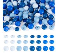 Cheriswelry 120Pcs Blue Rondelle Silicone Beads 15mm Round Focal Beads Lentil Loose Spacer Bead for DIY Beadable Pens Bracelet Keychain Jewelry Making