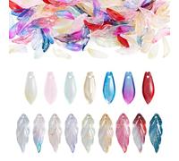 Cheriswelry 120Pcs Leaf Glass Pendants Gradient Leaves Glass Charms Two Tone Leaf Crystal Dangle Charms for Jewelry Making Necklace Bracelet Earring DIY Craft