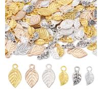 Cheriswelry 120PCs Leaf Pendants Leaf Tibetan Alloy Pendants Hallow Leaves Metal Charms for Jewelry Making Necklace Bracelet Earrings DIY Crafts Keychains