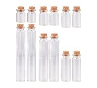 Cheriswelry 12Pcs 6 Sizes Mini Glass Bottle Empty Column Wishing Bottle with Cork Plug Clear Spell Jars Message Glass Bottles for DIY Crafts Decoration Wedding Party