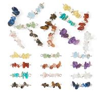 Cheriswelry 12Pcs Gemstone Chip Charm Links Irregular Natural Stone Connector Charms Colorful Quartz Pendants with Stars for Jewelry Making Necklaces