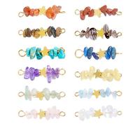 Cheriswelry 12Pcs Gemstone Chip Connector Pendants Colorful Natural Crystal Stone Link Charms with Stars for DIY Jewelry Making Necklace Craft Projects