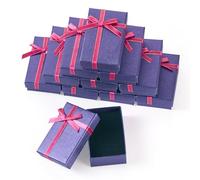 Cheriswelry 12Pcs Gift Wrapping Jewelry Box Rectangle Paper Kraft Box Sponge-Filled Cardboard Case with Ribbon Bowknot 8.3x5.35x2.7cm for Bracelets Bangle Necklace Birthday Wedding Gift Decoration