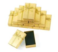Cheriswelry 12Pcs Paper Gift Box Set Cardboard Jewelry Boxes with Ribbon Bowknot Rectangle Kraft Packaging Case Necklaces Bracelet Earring Ring Display Boxes 8.3x5.35x2.7cm for Holiday Festival Decor