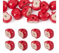 Cheriswelry 12Pcs Red Apple Bead Acrylic Loose Spacer Beads Cute Fruit Plastic Beads 16.5x17.5mm for DIY Bracelet Necklace Keychain Earring Jewelry Making
