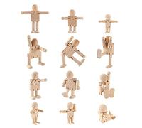 Cheriswelry 12pcs Unfinished Wooden Dolls Joint Robot Adjustable Wooden Figures Wooden Peg People Toys for DIY Painting Craft Art Peg Game Party Decoration