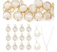 Cheriswelry 12Pcs White Cat Eye Stone Charms Brass Cat Eye Pendants with Loops Round Crystal Gem Dangle Charms for Jewelry Making Necklace DIY Crafts