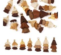 Cheriswelry 14Pcs Brown Mini Tassel Pendants Gradient Handmade Silky Tassel Pendants for Jewelry Making Women Earrings Clothing Home Decor Bookmark