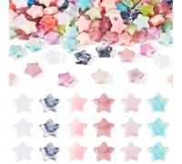 Cheriswelry 150 PCS 3D Star Acrylic Beads 15mm Colorful Patterned Twinkle Stone-Like Loose Spacer Bead Charms Bulk for Jewelry Making Bracelet Supplies