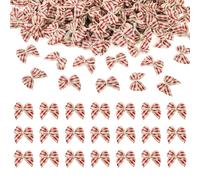 Cheriswelry 150Pcs Red Gingham Ribbon Bows 23.5x24x2mm Tartan Pattern Bowknot Checked Bow Decoration for DIY Hair Clips Sewing Christmas Decor Wedding