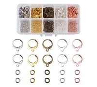 Cheriswelry 160pcs Round Lever Earring Hooks for Jewelry Making, Leverback Ear Wire Huggie Hoop Earring Findings with 300pcs Jump Rings for Dangle Earring Jewellery Making(5 Colors)