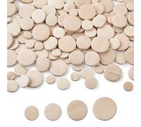 Cheriswelry 160pcs Unfinished Flat Round Wood Coin Beads Natural Wooden Disc Circle Spacer Loose Beads Charms Board Tags for DIY Jewellery Crafts Making(15/20/25/30mm)