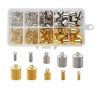 Cheriswelry 170pcs Cord End Caps Glue in Barrel Column Bead Tube Fastener Clasps for Kumihimo Jewelry Tassel Making 2mm 3mm 5.5mm 8mm 9mm