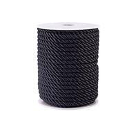 Cheriswelry 18 Yards Twist Cord Rope 5mm Round Silky Nylon Trimming Wrapping Cord for Piping Furnishing Upholstery Crafts Jewellery Macrame Costume Home Decor, Black