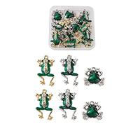 Cheriswelry 18pcs Alloy Enamel Frog Pendants Crystal Rhinestones Metal Animal Dangle Charms for DIY Jewellery Necklace Bracelet Earring Making