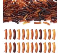 Cheriswelry 200Pcs Curved Tube Acrylic Beads Long Noodle Transparent Acrylic Beads Imitation Amber Bead for Jewelry Making Necklace Bracelet DIY Crafts