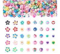 Cheriswelry 200Pcs Flower Polymer Clay Beads Colorful Handmade Plum Blossom Clay Beads Kawaii Spacer Bead Bulk for DIY Jewelry Making Friendship Bracelet