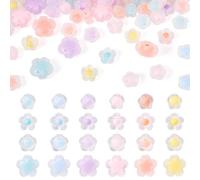 Cheriswelry 200PCS Matte Flower Shape Acrylic Beads 12mm Opaque Cute Frosted Floral Spacer Bead Charms Bulk for Jewelry Making Keychain Bracelet Earring Crafts