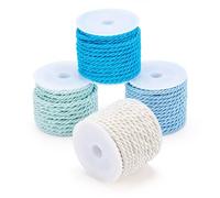 Cheriswelry 20m Decorative Twisted Cords 3-Ply Macrame Twine Rope Cord 4 Colors Braid Trims Colorful Silky Thread Strings for DIY Crafting Supplies Gift Wrapped Home, Blue