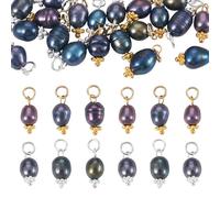 Cheriswelry 20Pcs Black Natural Pearl Charms Freshwater Cultured Pearl Pendants Baroque Potato Pearls Dangle Charms for DIY Jewelry Making Necklace Bracelet