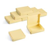 Cheriswelry 20Pcs Cardboard Shipping Boxes 9.5x10.5x2.1cm Small Corrugated Cardboard Packaging Boxes for Mailing Business Gift Package Posting, Yellow
