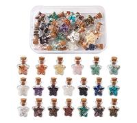Cheriswelry 20pcs Mini Star Glass Gemstone Wishing Bottles Chip Stone Set for DIY Jewellery Making Home Decoration