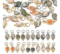 Cheriswelry 20Pcs Natural Paua Shell Charms Oval Abalone Shell Pendants with Loops Ocean Seashell Dangle Charms for DIY Necklace Earrings Jewelry Making