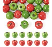 Cheriswelry 20Pcs Red Green Apple Porcelain Beads 3D Handmade Bright Glazed Ceramic Beads Apple Spacer Bead for Jewelry Making Necklace Bracelet DIY Crafts