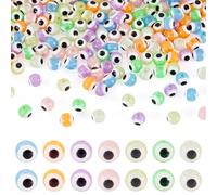 Cheriswelry 210Pcs Colorful Luminous Acrylic Beads Round Evil Eyes Glow in The Dark Beads Opaque Spacer Bead for Jewelry Making Necklace DIY Crafts Keychains