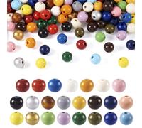 Cheriswelry 230Pcs 16mm Painted Natural Wood Beads Mixed Color Round Wooden Beads Macroporous Beads for Craft Jewellery Making Hole: 4mm