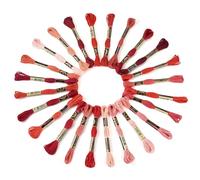 Cheriswelry 24 Bundles Embroidery Threads 8m Gradient Color Friendship Bracelet Floss Bobbins Cross Stitch Project for Knitting DIY Crafts Sewing Accessories, Red