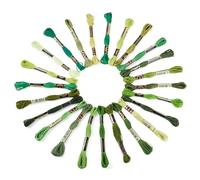 Cheriswelry 24 Bundles Embroidery Threads 8m Gradient Color Friendship Bracelet Floss Bobbins Cross Stitch Project for Knitting DIY Crafts Sewing Accessories, Green
