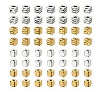 Cheriswelry 240pcs Alloy Cube Spacer Beads Golden Antique Silver Tibetan Style Cubic Loose Beads for DIY Jewellery Bracelet Necklace Making
