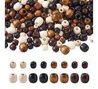 Cheriswelry 240pcs Large Hole Natural Barrel Wood Beads 4 Colors for Macrame Jewellery Crafts Making