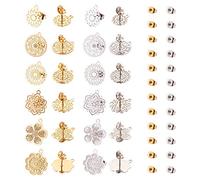 Cheriswelry 24pcs Stainless Steel Ear Stud Round Earring Posts Findings for Jewellery Making