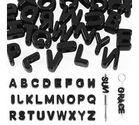 Cheriswelry 26Pcs Black A-Z Alphabet Acrylic Beads 3D Acrylic Alphabet Letters European Beads Large Hole Spacer Bead for DIY Keychains Beadable Pen Jewelry