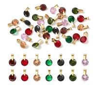 Cheriswelry 28 pcs Cubic Zirconia Charms 14mm Round Colorful Birthstone Pendants Crystal Stone Rhinestone Tiny Dangle Charms for Jewelry Making Necklace Earring Bracelet DIY Craft
