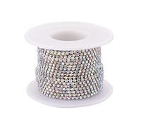 Cheriswelry 2mm Rhinestone Cup Chains, 10 Yards Silver Plated Clear Crystal AB Color Trimming Claw Chain DIY Sewing Craft for Jewellery Making