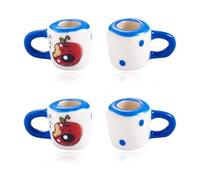 Cheriswelry 2Pcs Dollhouse Miniature Porcelain Tea Cup Apple Pattern Mini Cup Ceramic Miniature Ornament Kitchen Tableware Accessory 25.5-27mm for DIY Art Display Home Party Decoration