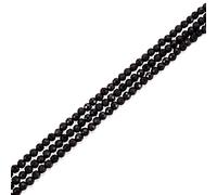 Cheriswelry 3 Strands Natural Black Spinel Beads Strands 2mm Tiny Faceted Glass Round Loose Spacer Beads for DIY Jewellery Bracelet Making
