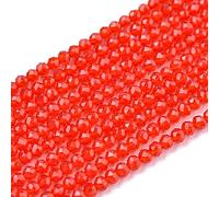 Cheriswelry 3 Strands Natural Imitation Quartz Beads Strands 2mm Tiny Faceted Glass Round Loose Spacer Beads for DIY Jewellery Bracelet Making(Orange Red)
