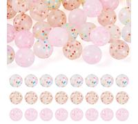 Cheriswelry 30 PCS Pink Polka Dots Silicone Beads 15mm Colorful Confetti Clear Soft Ball Rubber Spacer Bead for DIY Handmade Jewelry Making Bracelet Beaded Pen Decor