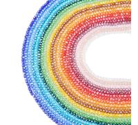 Cheriswelry 3000PCS Faceted Crystal Glass Beads 3mm Plated Ab Color Rondelle Briolette Spacer Bead Strands Bulk for Jewelry Making Necklace Bracelet Supplies, Blue