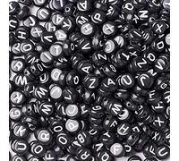 Cheriswelry 300pcs Acrylic Alphabet Beads 6mm Black White Flat Round Disc A-Z Letter Spacer Beads Charms for Jewellery Making Hole:2mm